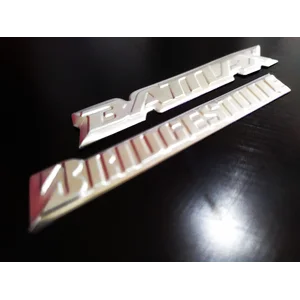design custom stiker emboss alumunium 