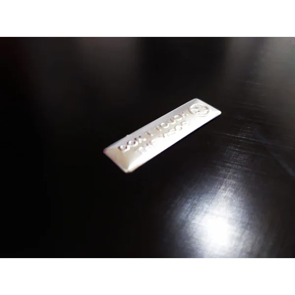 design custom stiker emboss alumunium 