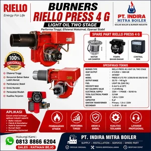 RIELLO PRESS 4G OIL BURNERS TWO STAGE: Burner Oli Industri Hemat Energi dengan Performa Tinggi 830–1660 kW