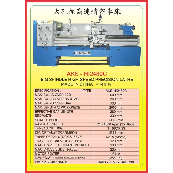 MESIN BUBUT Big Spindle Horizontal Lathe HI24480C