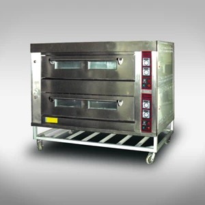 Gas Oven Pemanggang Roti 2 Deck 6 Loyang Panggangan Makanan SAN206