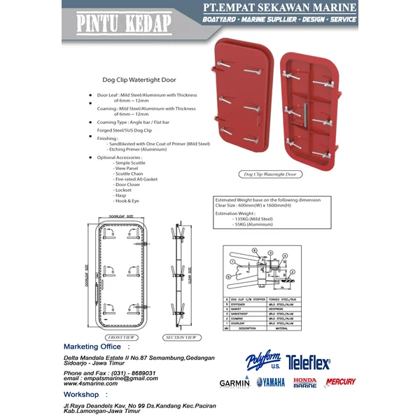 PINTU KEDAP KAPAL BAJA ALUMINIUM