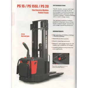 Hand Stacker Electric PS 1634 N Cap 1.6 Ton Tinggi 3.4 m Merk Noblelift terbaik dan Garansi Resmi