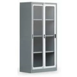 Metal File Cabinet Sliding Glass Door Light Gray Size 90 W X 40 D X 1800 H Mm