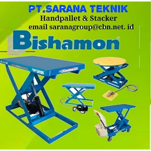 PT SARANA TEKNIK TABLE Lift Bishamon Mobilift Double Scissor HAND PALLET AND STACKER BISHAMON