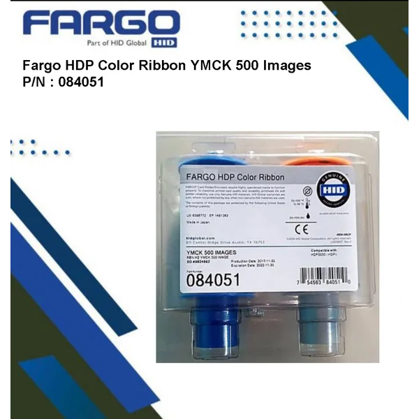 Cartridge Printer Fargo HDP Color Ribbon YMCK 500 Images P/N : 084051