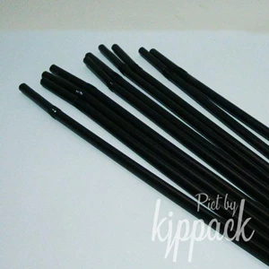 Black Color Flexible Plastic Straws Diameter 6 Mm