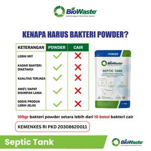 Biowaste Septic Tank Bakteri Pengurai Limbah IPAL MBG Tinja Anti Bau & WC Mampet 10 gram