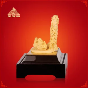 Patung Sepasang Bebek Yinyang Lapis Emas 24k Pajangan Bebek Mandarin Hadiah Wedding