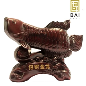 BAI GIFT Patung Ikan Arwana Fengshui Pajangan Ikan Arwana Pembawa Rezeki Ikan Arwana Fengshui - Patung Gum Rosin