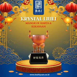 BAI GIFT Pajangan Mangkuk Harta Crystal Pajangan Mangkuk Crystal Fengshui Souvenir Kristal Wealthy Tripod M C147 