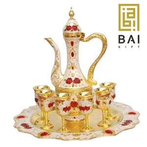 Arabic Aladin Enamel Teapot Set 1 Aladin Teapot and Glass Set