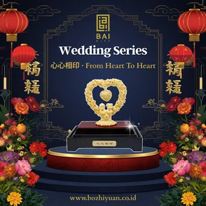 BAI GIFT Patung Pengantin Lapis Emas 24K Pajangan Pengantin China Hadiah Ulang Tahun Pernikahan - Patung Tembaga