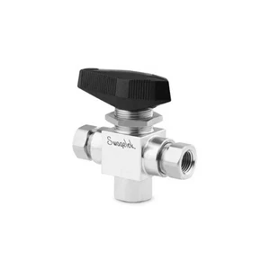 Stainless Steel 3-Piece High Pressure 3-Way Ball Valve PCTFE Seats 1.4 in. FNPT