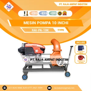 Mesin Pompa Air Sentrifugal untuk Irigasi Diameter 10 Inchi RAI-PA-10K + Selang Hisap 6 Meter + Selang Buang 45 Meter