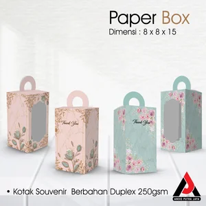Kotak Souvenir Gelas Uk. 8 x 8 x 15 Cetak Full Colour Bahan Duplex 250 gsm