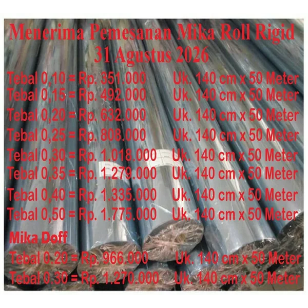 Plastik Mika PVC Roll ( P : 140 cm ) Ketebalan 0.20 micron