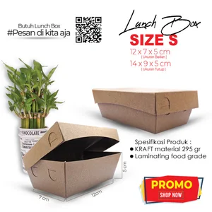 Kertas BUngkus / Paper Lunch Box Kraft Coklat Laminasi Size S / 14 x 9 x 5 cm
