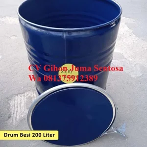 Drum Kaleng Tong Sampah Cat Bensin Besi 200 Liter Tutup 200L