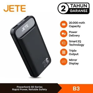Power Bank 20000 MaH Powerbank 22.5 W Fast Charging JETE B3   Garansi 2 Tahun