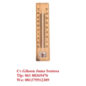 Termometer Ruangan Indoor Outdoor Kayu GEA Ukuran 20X4 cm
