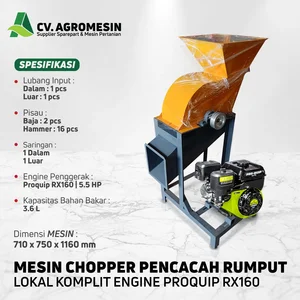 MESIN PENCACAH RUMPUT  CHOPPER  MULTIFUNGSI ABU KUNING