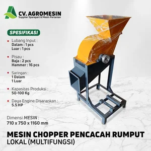MESIN PENCACAH RUMPUT  CHOPPER  MULTIFUNGSI ABU KUNING