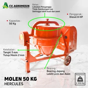 Mesin Pengaduk Beton dan Semen Molen Hercules Kapasitas 50 KG