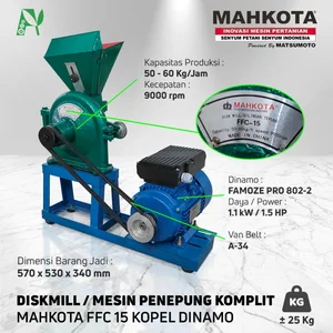 MESIN PENEPUNG FFC15 MAHKOTA + DINAMO FAMOZE PRO 1.5HP Pangkon Mini