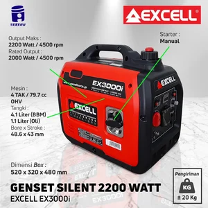 Genset Silent 2200 watt Excell EX3000i