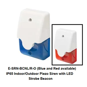 E-SRN-BCNx-OP IP65 Indoor/Outdoor Piezo Siren with LED Strobe Beacon, 110 dB, Powered