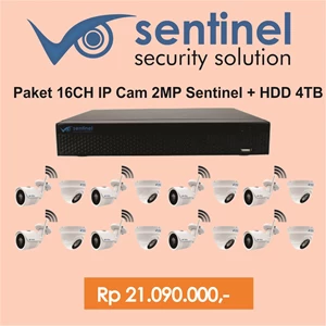 Paket Kamera Cctv 16Ch Ip Cam Cctv 2Mp Sentinel + Hdd 4Tb