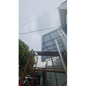 Kanopi Kaca Tempered Rangka Hollow Stainless