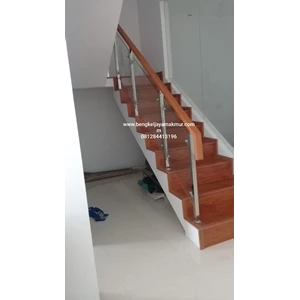Wood tempering glass staircase railing