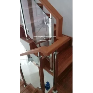 Wood tempering glass staircase railing