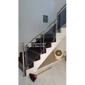 Stair railing acrylic grey stainless