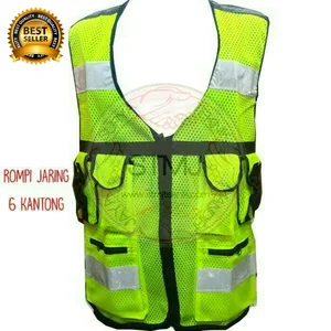 Rompi jaring 6 kantong hijau / orange
