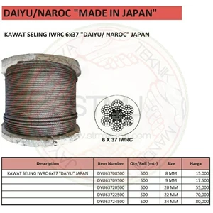 Kawat Seling Iwrc 6X37 Daiyu/Naroc Japan