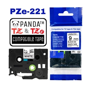 Pze-221 Panda Label Tape (Tze-221 Brother Printer 9Mm Black On White)