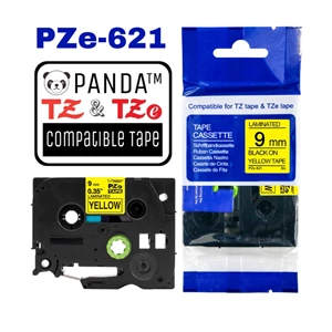 Pze-621 Panda Label Tapes(Tze-621 Brother Printer 9Mm Black On Yellow)