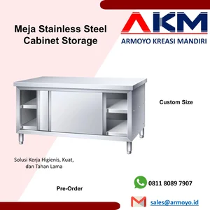 meja dapur stainless steel dengan kabinet Meja Staff