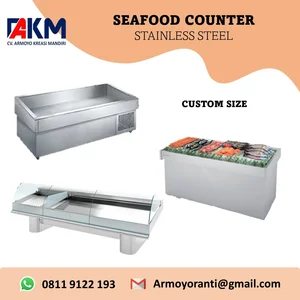 meja display seafood stainless Meja Restoran