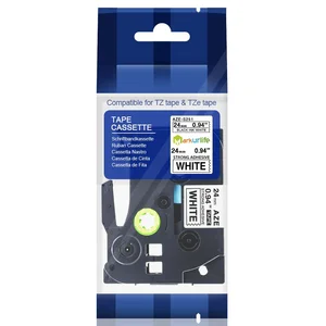 TZE-S251 Strong Adhessive Black On White 24mm