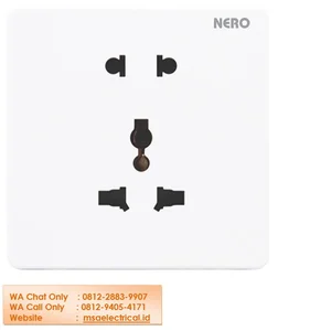 Stop Kontak Nero 1 Gang International Socket with Shutter + 1 Gang Universal Socket with Shutter X210UU-W 