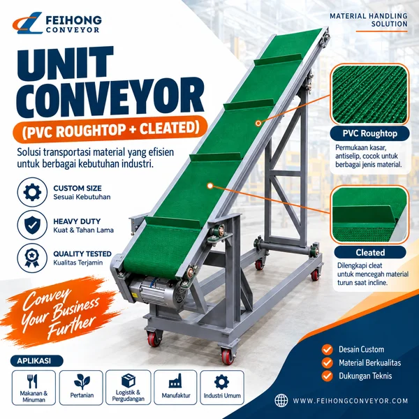 Conveyor Belt / UNIT CONVEYOR (PVC ROUGHTOP dan CLEATED)