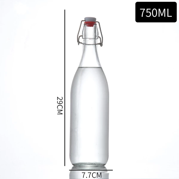 750ml flexible top round glass bottle