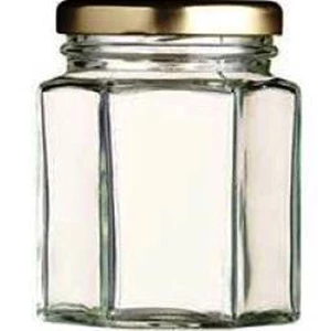 Toples 250 ml (320 g) Hexagon Glass Jar with metal lid P016