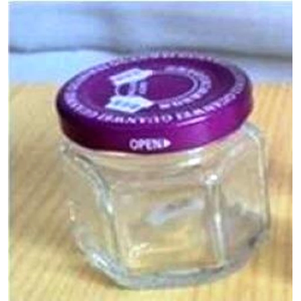 Toples 45 ml Hexagon Glass Jar with metal lid P008