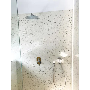 Bathroom wall and floor with terrazzo tiles
