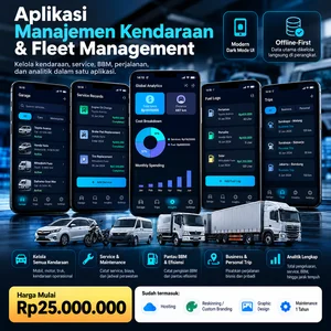 Aplikasi Manajemen Kendaraan & Fleet Management – Kelola Service BBM  Perjalanan & Analitik – Custom Siap Pakai